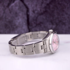 Rolex Oyster Perpetual 25mm Stainless Steel Watch Pink Diamond Dial Ref: 76080