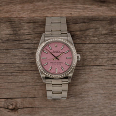 Rolex Oyster Perpetual 31mm 1.75ct Diamonds Pink Dial Steel Automatic Watch