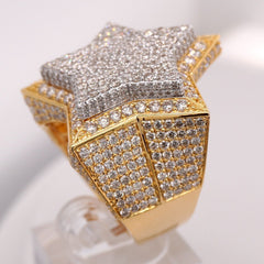 10K YELLOW GOLD 5.7 CARAT NATURAL STAR ROUND DIAMOND MENS HIP HOP PINKY RING