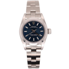 Rolex Oyster Perpetual 25mm Stainless Steel Watch Blue Dial Ref: 67180