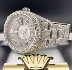 Rolex Sky-Dweller 42mm Steel Oyster Watch Iced Out 25ct Diamonds Ref 326934