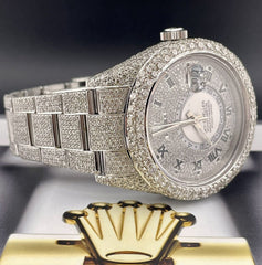 Rolex Sky-Dweller 42mm Steel Oyster Watch Iced Out 25ct Diamonds Ref 326934