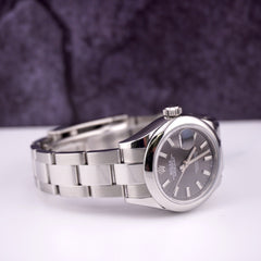 Rolex Lady Datejust 28mm Stainless Steel Smooth Oyster Silver Dial Watch 279160