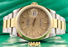 Rolex Men's Datejust 36mm 18K Gold & Steel Golden Fluted Motif Index Dial 126203