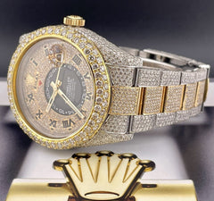 Rolex Sky-Dweller 42mm 18K Yellow Gold & Steel Watch Iced 25ct Diamonds 326933