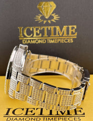 Ice Time 41mm Men's Automatic Silver Watch Iced Out w/12 carats of Diamonds