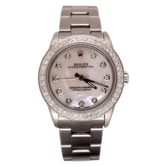 Rolex Midsize Oyster Perpetual 31mm 2ct Diamonds MOP Dial Steel Watch