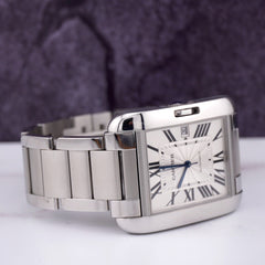 Cartier Tank Anglaise 37mm by 49mm Stainless Steel Mens Watch Silver Dial 3507