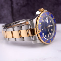 Rolex Submariner Date 40mm 18k Yellow Gold & Steel BLUE Oyster Watch 116613LB