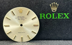 Rolex Mens Oyster Perpetual AIR-KING 34mm SILVER Dial Gold Stick Ref: 5500