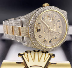 Rolex Mens Datejust 41mm 18K Yellow Gold & Steel Watch Iced 19ct Diamonds Arabic