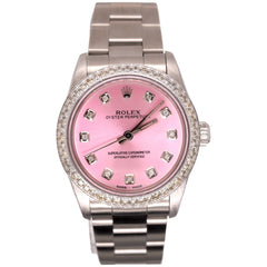 Rolex Oyster Perpetual 31mm 1.75ct Diamonds Pink Dial Steel Automatic Watch