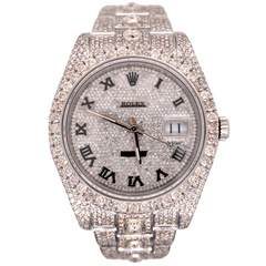 Rolex Datejust 41mm Men's Steel Watch Iced Out 25ct Genuine Diamonds Ref 116300