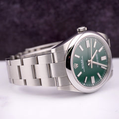 Rolex Oyster Perpetual 41mm GREEN Dial Stainless Steel Men's Watch Ref: 124300