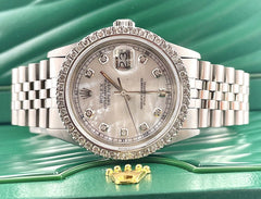 Rolex Men's Datejust 36mm Jubilee Steel ICED 2.50ct Diamonds White MOP Dial