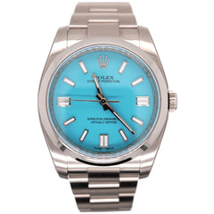 Rolex Oyster Perpetual 36mm Steel Mens Steel Watch Tiffany Blue Dial 116000