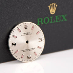 Rolex Oyster Perpetual Midsize 31mm Silver Arabic Dial PINK Stick 177200