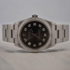 Rolex Oyster Perpetual 31mm 1.25ct Diamonds Grey Dial Watch 77080