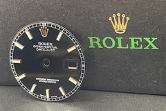 Rolex Mens Datejust 36mm Black Dial 18k Rose Gold Stick 116201 116231