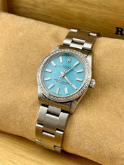 Rolex Oyster Perpetual 31mm 2ct Diamonds Baby Blue Dial Steel Automatic Watch