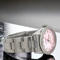 Rolex Oyster Perpetual 31mm 1ct Diamonds Pink Dial Steel Automatic Watch