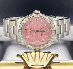 Rolex Midsize Oyster Perpetual 31mm 2ct Diamonds Pink Dial Steel Automatic Watch