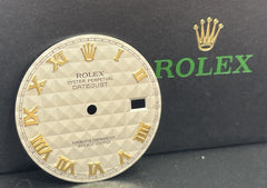 Rolex Datejust Mens 36mm Cream Pyramid Dial Gold Roman Jubilee 16013 16233