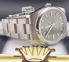 Rolex Oyster Perpetual 34mm Green Dial Stainless Steel Watch Ref: 114200