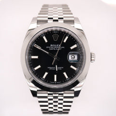 Rolex Mens Datejust II 41mm Black Index Dial Jubilee Steel Watch Ref 126300