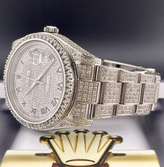 Rolex Men's Datejust 41mm Oyster Steel Watch Iced 12ct Diamonds Ref: 116300