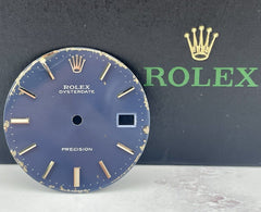 Rolex Oyster 34mm OysterDate Precision Steel Blue Dial Silver Stick Ref: 6694