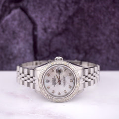 Rolex Oyster Datejust Ladies 26mm Steel White MOP Dial 1.50ct Diamonds 6917