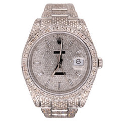 Rolex Men's Datejust 41mm Iced 16ct Diamonds Oyster Steel Watch Ref: 116300