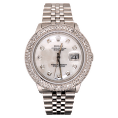 Rolex Men's Datejust 36mm Jubilee Steel Watch ICED 3.50ct Diamonds MOP Dial