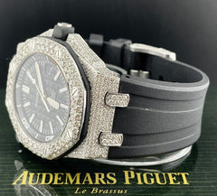 AUDEMARS PIGUET Royal Oak Offshore 42mm Diver Iced 15ct Diamonds Steel Watch