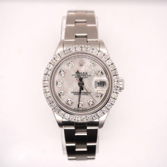 Rolex Oyster Datejust Ladies 26mm Steel White Pearl Dial 1.50ct Diamonds 79160