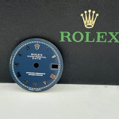 Rolex Oyster Perpetual Date Ladies 26mm Blue Dial Silver Roman Jubilee 69174