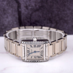 Cartier Tank Francaise 18K White Gold 20mm Factory Diamonds on Case Ref 2403