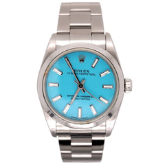 Rolex Oyster Perpetual 31mm Stainless Steel Baby Blue Dial Watch Ref 77080