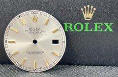 Rolex Mens Datejust 36mm Grey Dial Gold Stick Ref 16233 16013