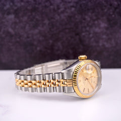 Rolex Ladies Datejust 26mm 18k Yellow Gold & Steel Gold Dial Watch Ref: 69173