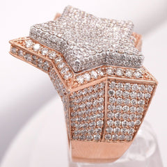 10K ROSE GOLD 5.7 CARAT NATURAL ROUND DIAMOND STAR MENS HIP HOP PINKY RING