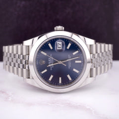 Rolex Mens Datejust 41mm Steel Blue Dial Jubilee Smooth Automatic Watch 126300