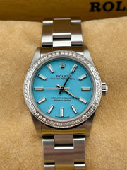 Rolex Oyster Perpetual 31mm 2ct Diamonds Baby Blue Dial Steel Automatic Watch