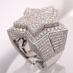 10K WHITE GOLD 5.7 CARAT NATURAL ROUND DIAMOND STAR MENS HIP HOP PINKY RING