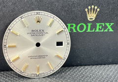 Rolex Mens Datejust 36mm Grey Dial Gold Stick Ref 16233 16013