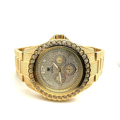 IceTime BLING Yellow 45mm Men's Yellow Gold Steel Watch Iced 0.25ct Diamonds