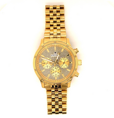 IceTime LEGACY Yellow 40mm Men's Yellow Gold Steel Watch Iced 0.10ct Diamonds