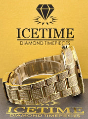 Ice Time 41mm Men's Automatic GOLD PLATED Steel Watch Iced Out 12ct Diamonds