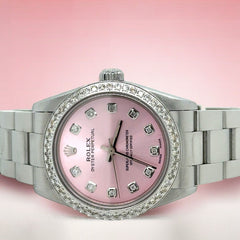 Rolex Oyster Perpetual 31mm 1.25ct Diamonds Pink Dial Steel Automatic Watch